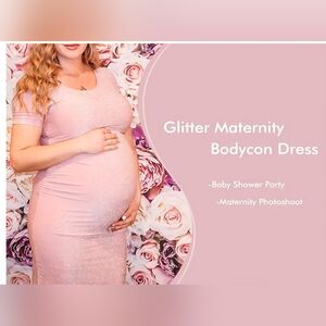 Pink Glitter Maternity Bodycon Dress